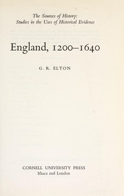 Cover of: England, 1200-1640