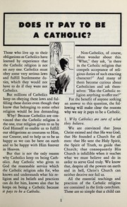 Cover of: Does it pay to be a Catholic?