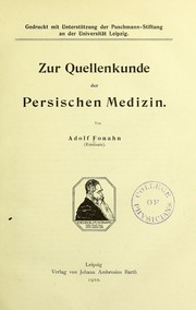 Cover of: Zur Quellenkunde der persischen Medizin