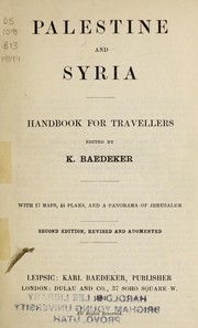 Cover of: Palestine and Syria: handbook for travellers