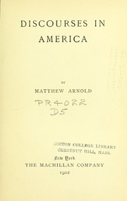 Cover of: Discourses in America. by Matthew Arnold