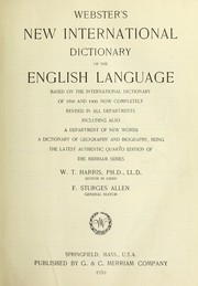Cover of: Webster's New international dictionary of the English language: based on the International dictionary of 1890 and 1900