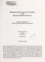 Cover of: Draft supplement environmental impact statement |