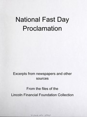 Cover of: National fast day proclamation