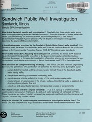 Cover of: Sandwich Public Well Investigation, Sandwich, Illinois: Illinois EPA investigation