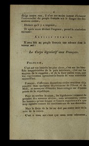 Cover of: Projet d'adresse en forme de re solution, pre sente  par Berlier, au nom d'une commission spe ciale: se ance du 23 messidor an 7.