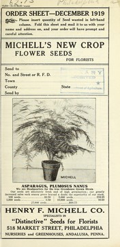 Cover of: Michell's new crop: flower seeds for florists : order sheet, December 1919