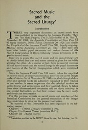 Cover of: Sacred music and the sacred liturgy: instruction of the Sacred Congregation of Rites, Sept. 3, 1958