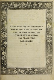 Cover of: Libri tres de institvtione harmonica