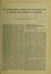 Cover of: The Weldon-Pechiney process for the manufacture of chlorine from chloride of magnesium