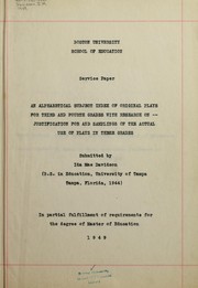 Cover of: An alphabetical subject index of original plays for third and fourth grades with research on--justification for and sampling of the actual use of plays in these grades | Ida Mae Davidson