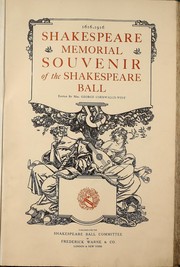 Cover of: Shakespeare memorial souvenir of the Shakespeare Ball