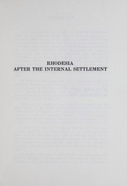 Cover of: Rhodesia after the internal settlement