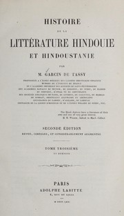 Cover of: Histoire de la litte rature hindouie et hindoustanie