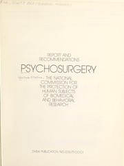 Cover of: Psychosurgery: report and recommendations