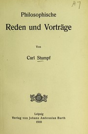 Cover of: Philosophische Reden und Vorträge