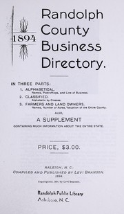 Cover of: Randolph County business directory, 1894 in three parts by L. Branson