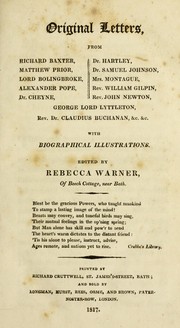 Cover of: Original letters from Richard Baxter, Matthew Prior, Lord Bolingbroke ... with biographical illustrations