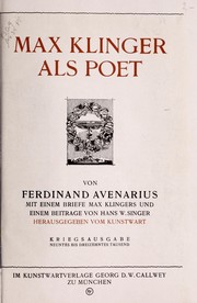 Cover of: Max Klinger als Poet