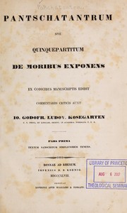 Cover of: Pantschatantrum, sive, Quinquepartitum de moribus exponens
