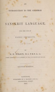 Cover of: An introduction to the grammar of the Sanskrit language: for the use of early students.