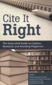 Cover of: Cite It Right: The SourceAid Guide to Citation, Research, and Avoiding Plagiarism