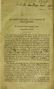 Cover of: On elephantiasis as it exists in Travancore