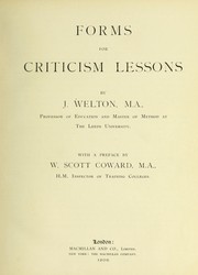 Cover of: Forms for criticism lessons