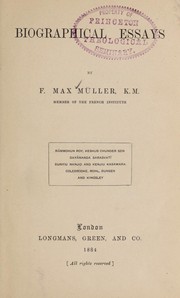 Biographical essays by F. Max Müller