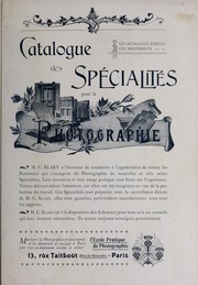 Cover of: Catalogue des spécialités pour la photographie: ce catalogue annule les pécédents