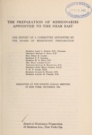 Cover of: Preparation of missionaries appointed to the Near East