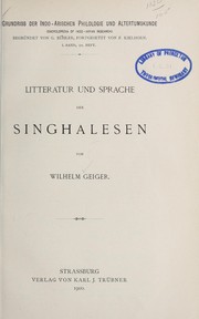 Cover of: Litteratur und Sprache der Singhalesen by Wilhelm Geiger