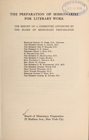 Cover of: Preparation of missionaries for literary work