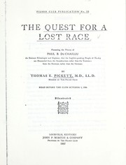 Cover of: The quest for a lost race by Thomas Edward Pickett