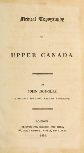 Medical topography of Upper Canada