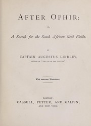Cover of: After Ophir, or, A search for the South African gold fields