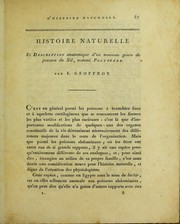 Cover of: Histoire naturelle et description anatomique d'un nouveau genre de poisson du Nil, nomm©♭ Polypt©·re