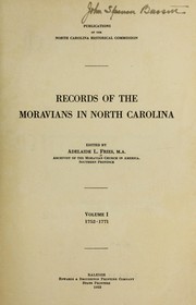 Cover of: Records of the Moravians in North Carolina.
