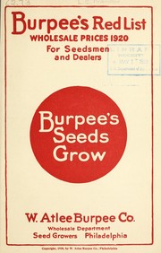Cover of: Burpee's "red list": wholesale prices 1920 for seedsmen and dealers