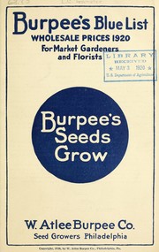 Cover of: Burpee's "blue list": wholesale prices 1920 for market gardeners and florists