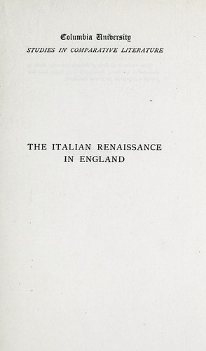 The Italian Renaissance in England: Studies