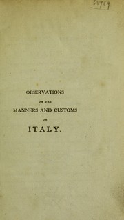 Cover of: Observations on the manners and customs of Italy by N. Brooke