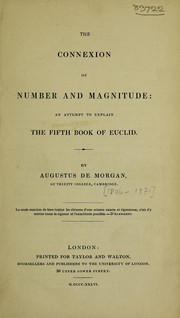 Cover of: The connexion of number and magnitude: an attempt to explain the fifth book of Euclid.