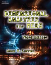 Cover of: Dimensional Analysis for Meds by Anna M. Curren