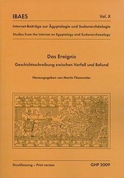 Cover of: Das Ereignis Geschichtsschreibung Zwischen Vorfall Und Befund