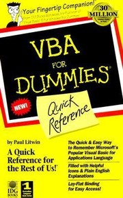 Cover of: VBA for Dummies Quick Reference
            
                For Dummies Quick Reference Computers