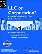 Cover of: LLC or corporation?: how to choose the right form for your business