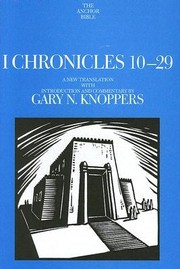 Cover of: I Chronicles 1029 A New Translation With Introduction And Commentary