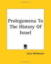 Cover of: Prolegomena To The History Of Israel