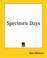 Cover of: Specimen Days